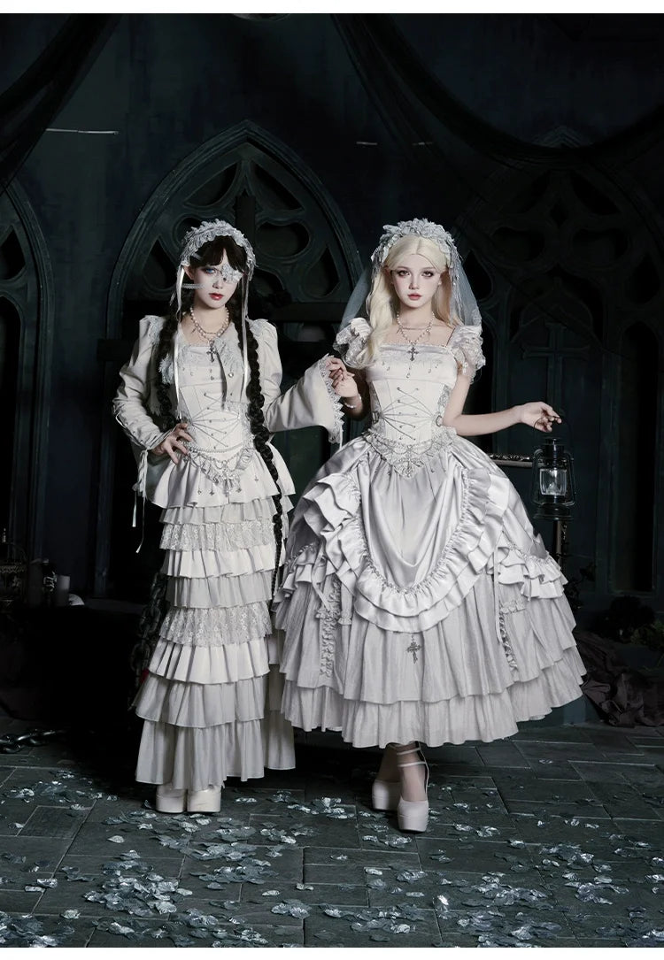 Humanoid Robot - Silver Gothic Lolita Mermaid Skirt Set