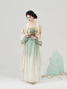 Modern Tang Dynasty Hanfu Slip Dress Set - Tranquil Mountain Path 青山行 (Preorder)