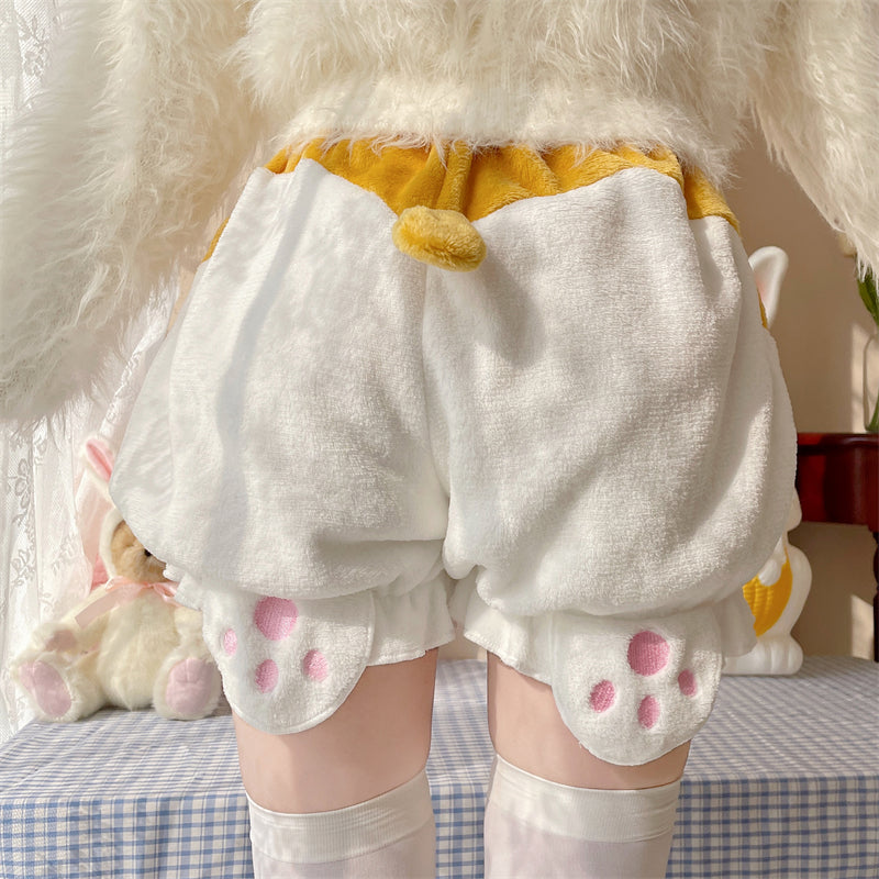 Kawaii Winter Lolita Warm Velvet Bloomers with Corgi Tail