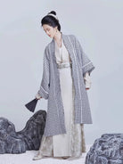 Song Dynasty Modern Hanfu Set with Changgan Temple Beizi and Three Pleat Skirt - Hanjiang Snow 寒江雪 (Preorder)