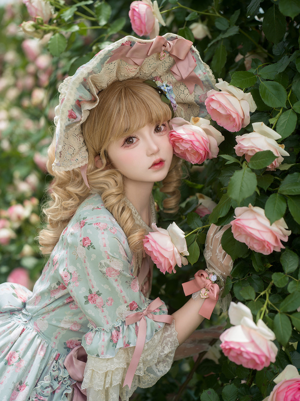 Lilyka Garden - Classic Lolita Headdress and Necklace Brooch Bow Trailing