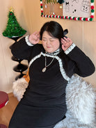 Bao Fufu 抱富富 Holding Fortune Plus Size Long Sleeve Lace Qipao
