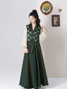Tang Dynasty Modern Hanfu Set with Beizi Overlay & Flowing Eight-Panel Skirt - Baina 百纳 (Preorder)