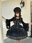 Slumbering Pearl Curtain - Sweet Lolita JSK Dress, Pearl Bows and Layered Lace