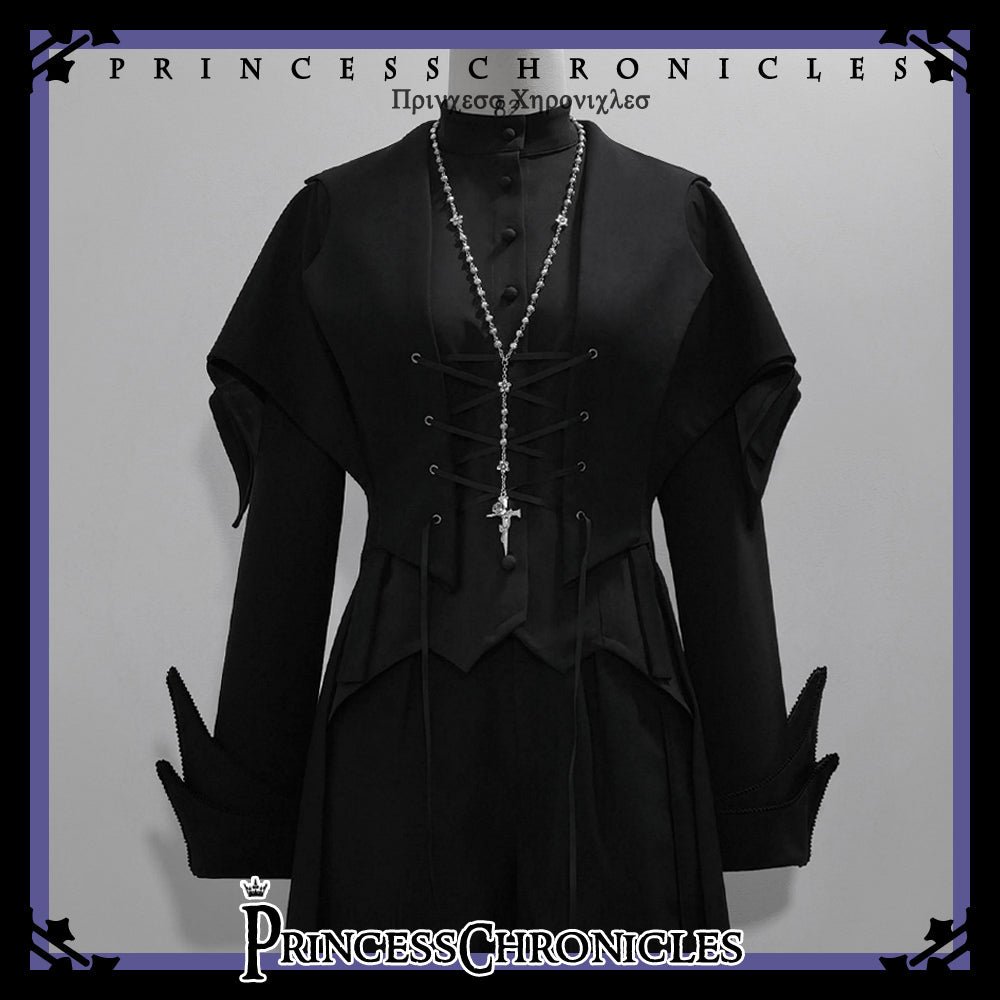 Yan Ye - Gothic Lolita Cross Shaped Rose Necklace
