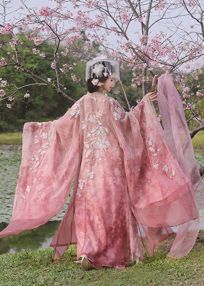 Moonlit Sakura | 4-Piece Embroidered Hanfu (揽月裁樱)