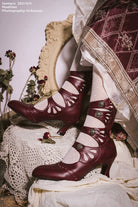 Floral Carved - Vintage Lolita Shoes Mary Jane Hollow-out Ankle Boots