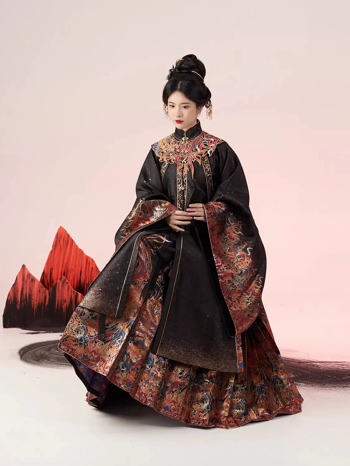 Ming Dynasty Traditional Hanfu Set & Mamian Skirt | Crimson Feathers 赤羽