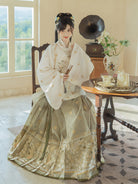 Ming Dynasty Hanfu Outfit Round Collar Top & Mamian Skirt | Fragrance in Hand 暗香执扇