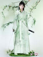 Fuyun 扶筠 - Round-Collar Embroidered Green Wide-Sleeve Xianxia Hanfu Set (Preorder)