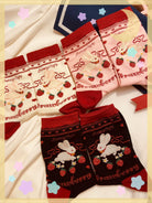 Kawaii Lolita Strawberry Bunny Print Socks