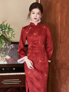 Chinese Wedding Engagement & Tea Ceremony Long Sleeve Cheongsam | Dragonfly