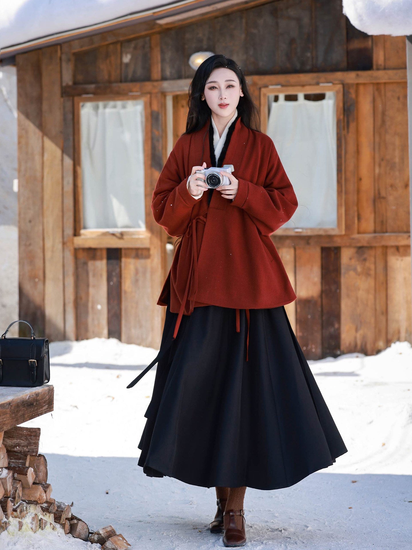 Chinese Jacket with Winged Sleeve Top & Wrap Skirt | Love Letter 情书