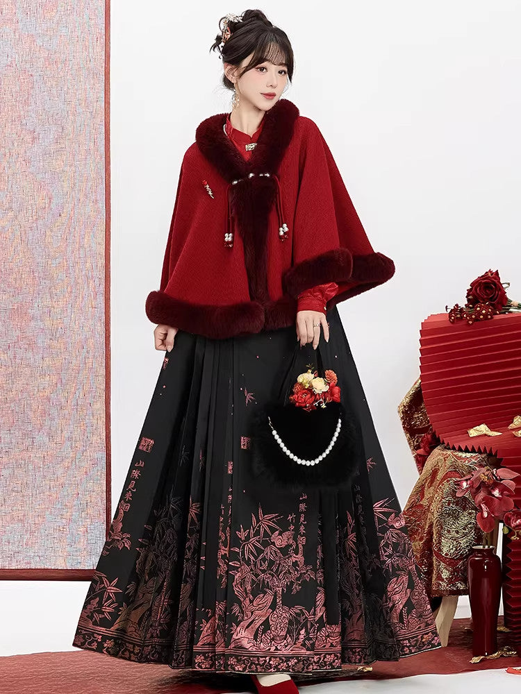Mystical | Modern Ming Dynasty Cloak and Mamianqun Skirt Hanfu Set