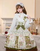 Aurora's Bookroom - Classic Lolita Bust-support JSK Dress with Bookstore Print