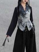 New Chinese Style Shadow Bamboo Ink Long Sleeve Top (Preorder)