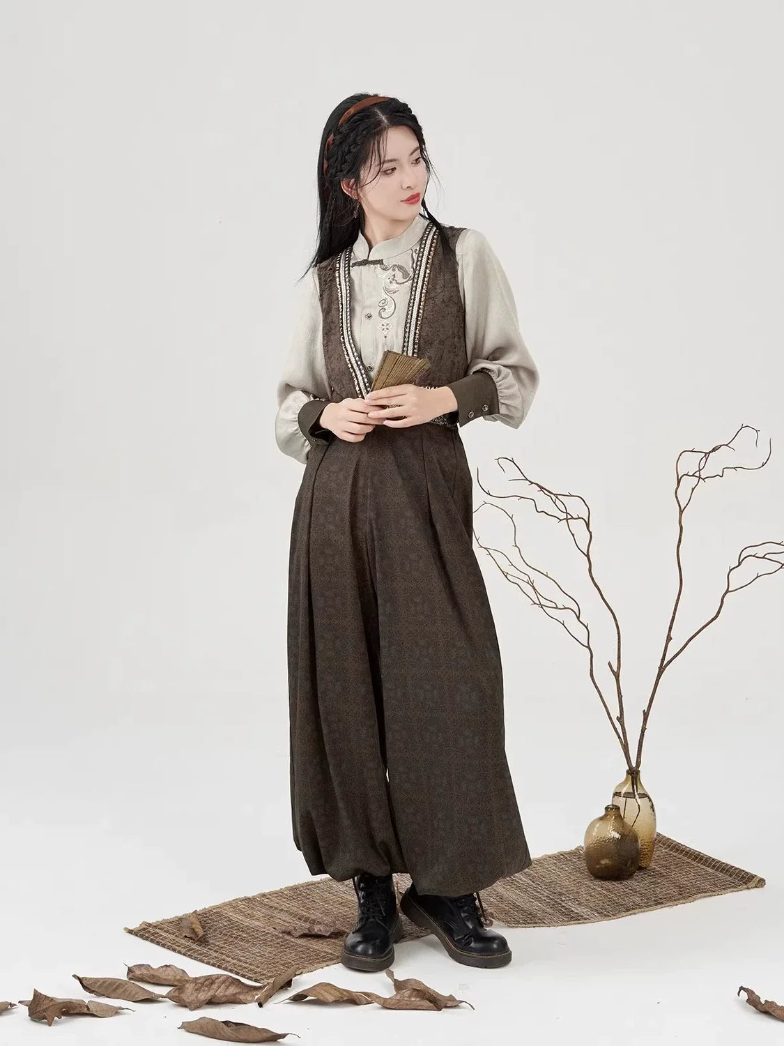 New Chinese Style Women Embroidered Vest, Inner Top & Lantern Pants - Poetry of the Wilderness 旷野之诗 (Preorder)