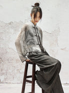 New Chinese Style Graphite Print Buckle Top Jacket