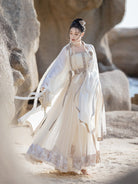 New Chinese Style Tencel Long Robe and Sheer Mamian Skirt Hanfu Set - Dream of Mountains 山海入梦