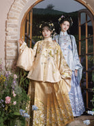 Ming Dynasty Golden Moonlight Pipa Sleeve Top & Mamianqun | Music under the Moon 月下弦音
