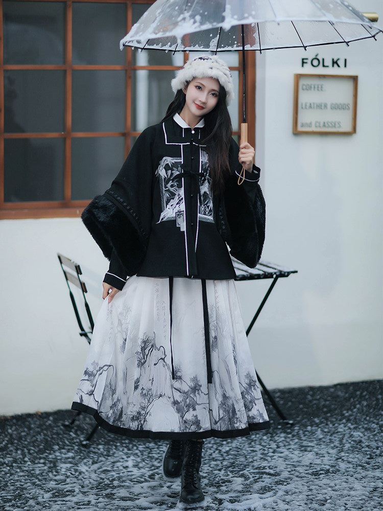 Ming Dynasty Modern Hanfu and Mamianqun - Autumn Scenery 秋时景
