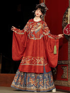 Ming Dynasty Wedding Hanfu Set with Robe & Mamian Skirt | Celebration 喜庆
