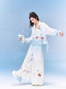 Neo-Chinese Goldfish Print Hooded Sun Jacket & Wide-Leg Pants 金鱼冰沙