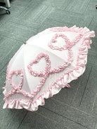 Foldable Lolita Parasol, Layered Ruffle & Window Print Style