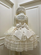 Dream Prelude - Dreamy Princess Lolita JSK Dress Suit, Tiered Lace Black
JSK + Back Trailing Bow S