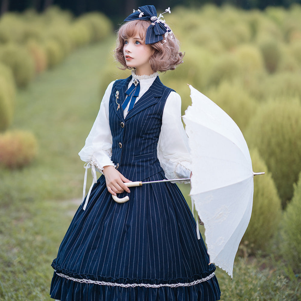 Rose Silhouette - Stripe Vintage Preppy Style Vest