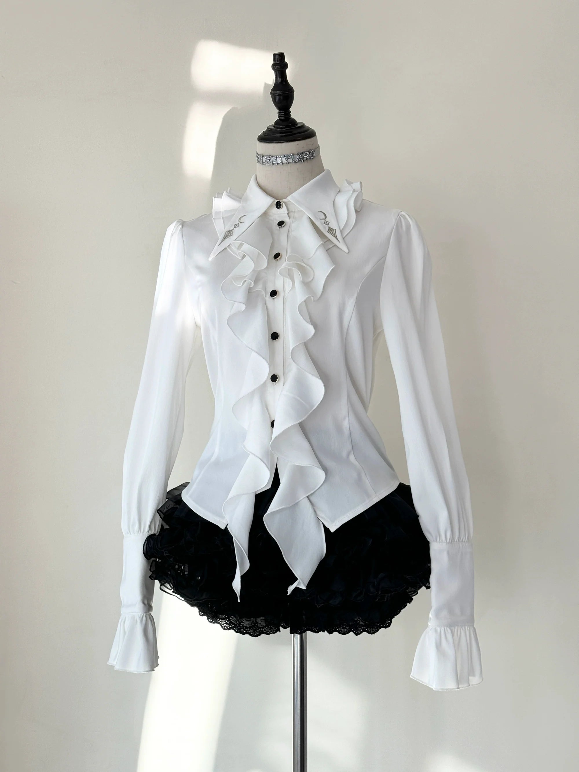 SilentMars - Fallen Moon Rule - Military Lolita Shirt Set Retro Knight Style Blouse