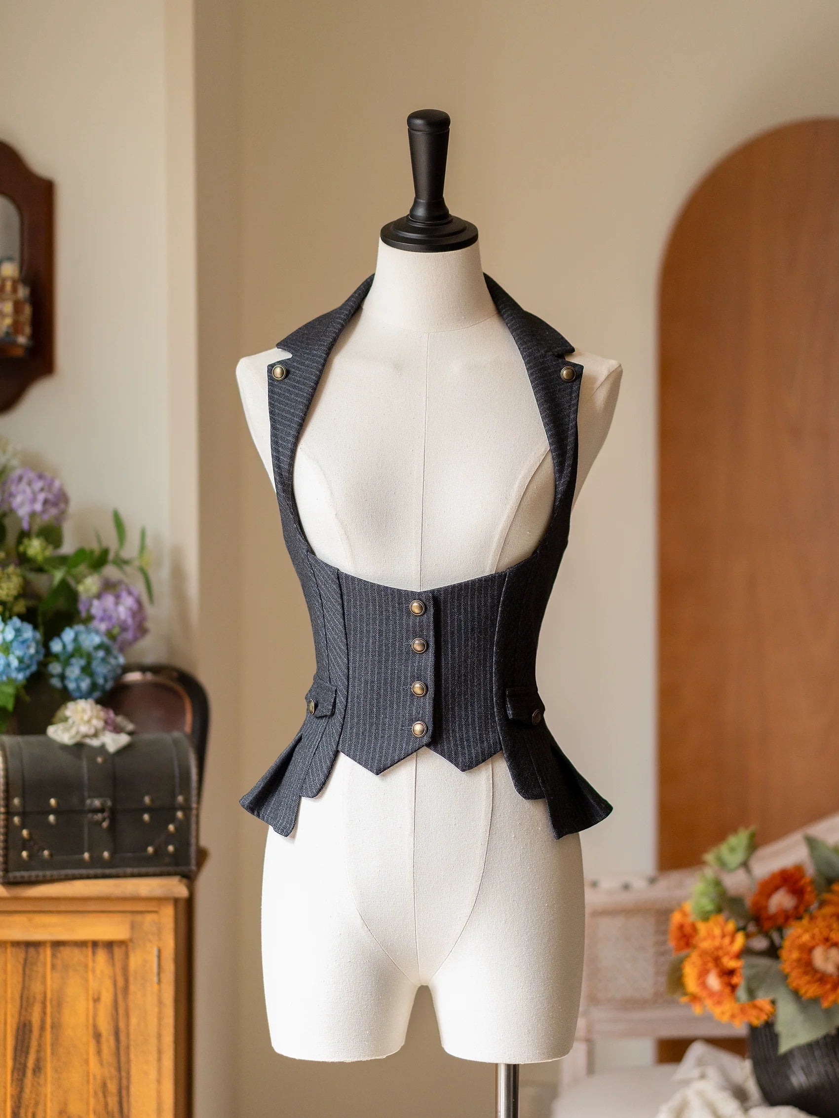 Forest Contract - Classic Lolita Striped Vest, Elastic Waist
