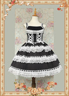 Mirror Doll - Old School Lolita Tiered Hem JSK with Polka Dot Lace