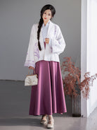 Song Dynasty Modern Hanfu Jacket and Wrap Skirt for Autumn and Winter - Dreamy Iris 鸢尾梦 (Preorder)