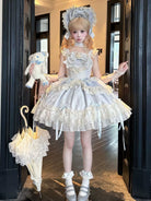 Blooming Love - Ballet-inspired Sweet Lolita JSK Dress, Lace & Bows