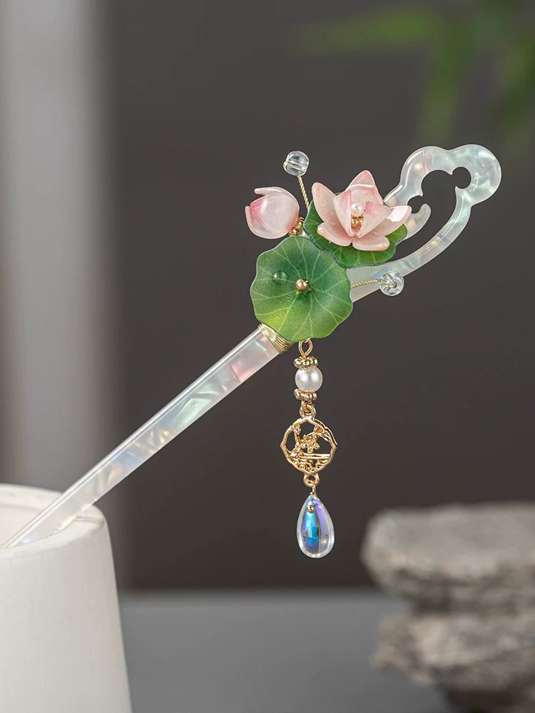 Glazed Lotus Hair Stick | Ancient Chinese Hair Accessory