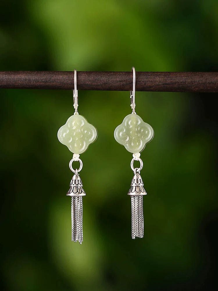 Oriental Four Leaf Clover Earrings | Cheongsam Jewelry