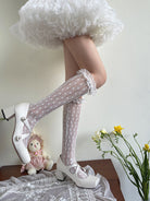 Sweet Lolita Thin Calf Socks with Ruffled Cuffs