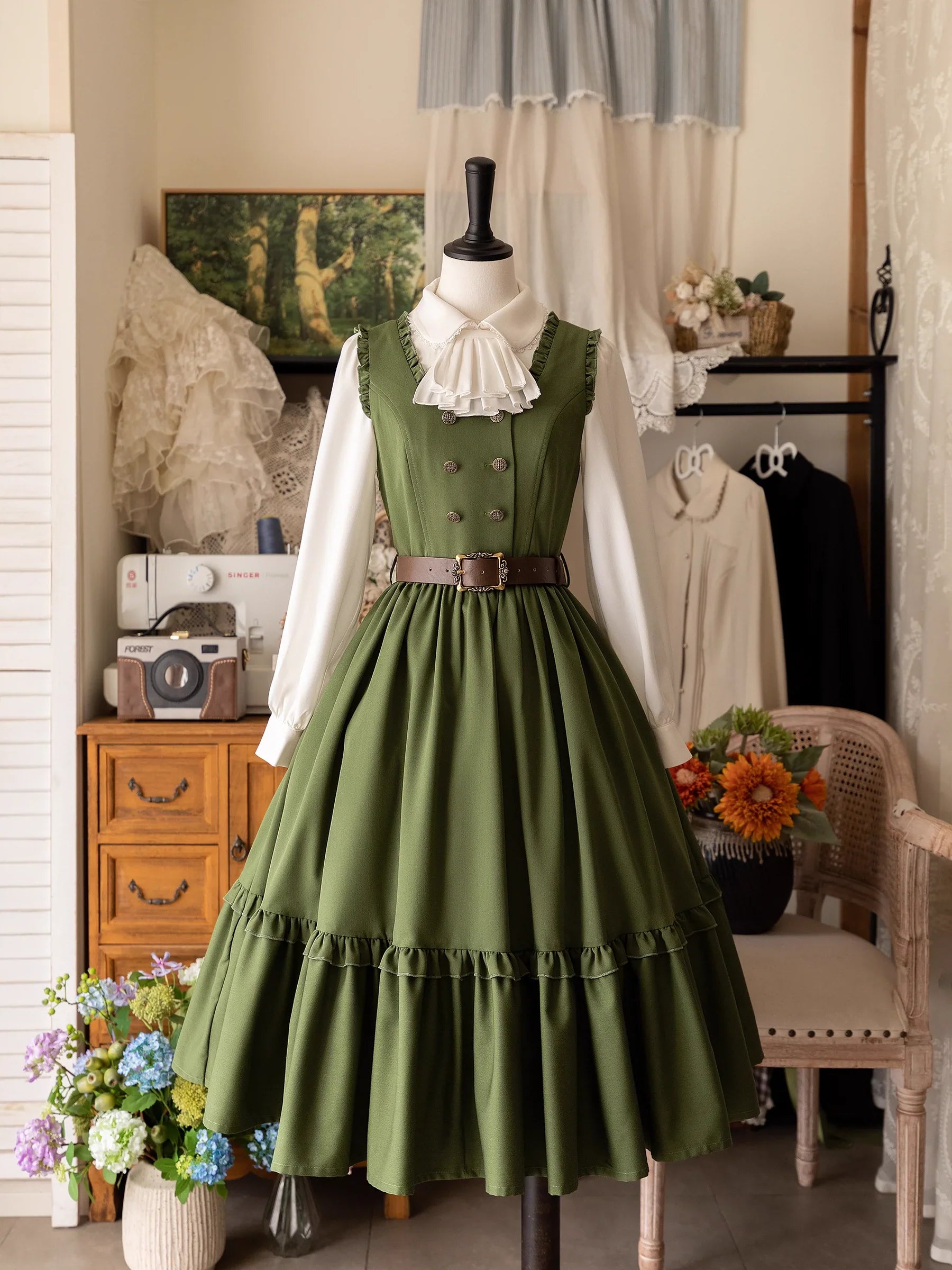 Little Manor - Classical Lolita JSK Dress & Long Sleeve Blouse