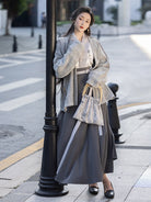 New Chinese Style Hanfu Winged Sleeve Top and Wrap Skirt - Yiliang 一两 (Preorder)