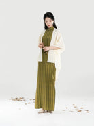 New Chinese Style Sleeveless Qipao Cloud-Motif Dress with Merino Wool Knit Shawl - Jade Willow 玉柳 (Preorder)