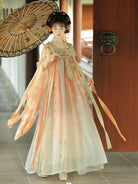 Tang Dynastic Style Orange Chinese Hanfu Dress