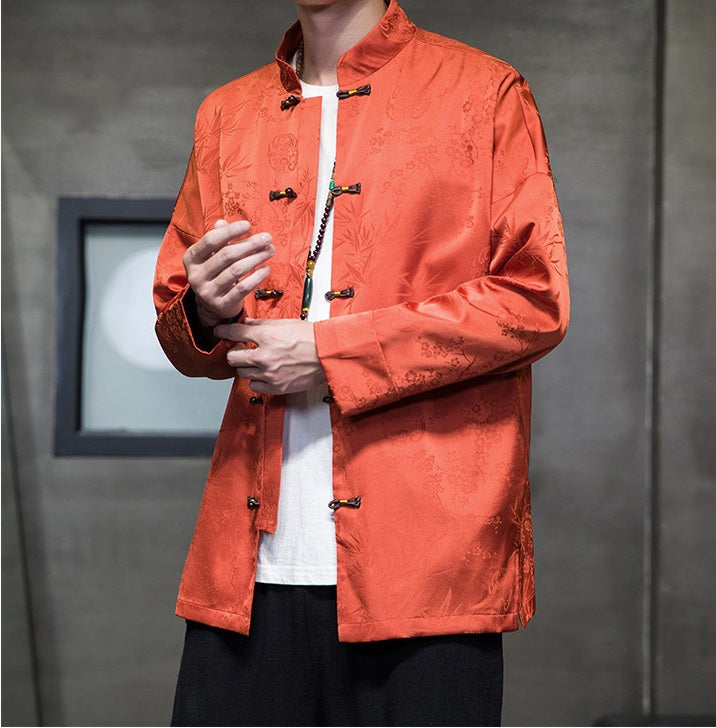 Orange Chinese Jacquard  Tang Jacket