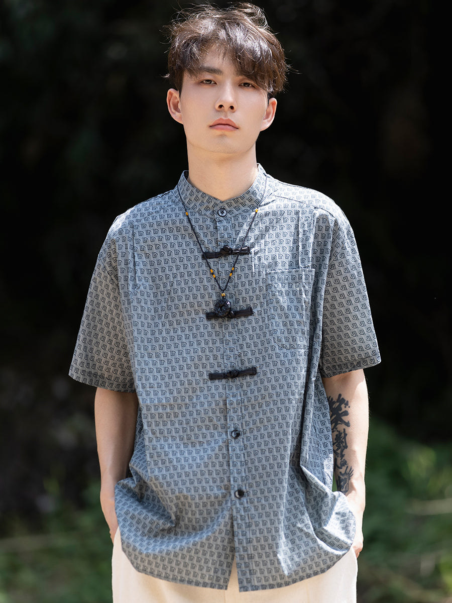Oversized Linen Shirt Chinese Men’s Retro Tang Suit Top