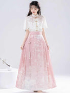 Pink Modern Hanfu White Shirt Horse Face Skirt
