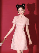 2025 pink qipao short modern Chinese dress for young women
