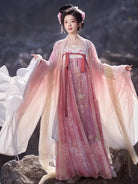 Pink Embroidered Flowing Tang Dynasty Hanfu Dress