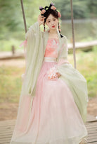 Pink Green Tang Dynasty HanFu Dress| Butterfly Reverie