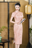 Pink Mulberry Silk Qipao Dress