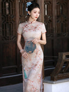 Purple Cheongsam Dress with slim fit and vintage Chinese style for summer